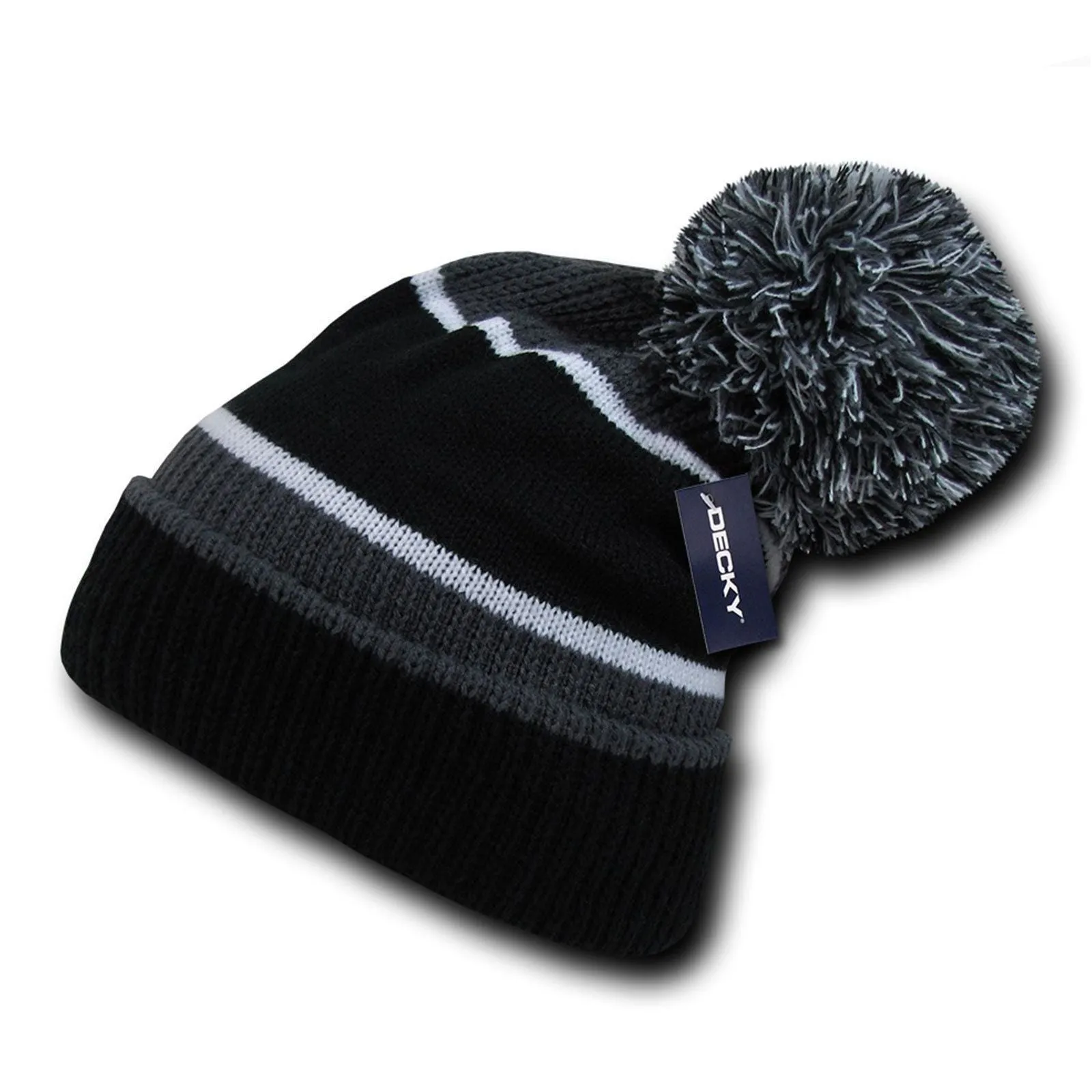 1 Dozen Decky Giant Pom Beanies Fuzzy Ball Warm Caps Hats Ski Winter Wholesale