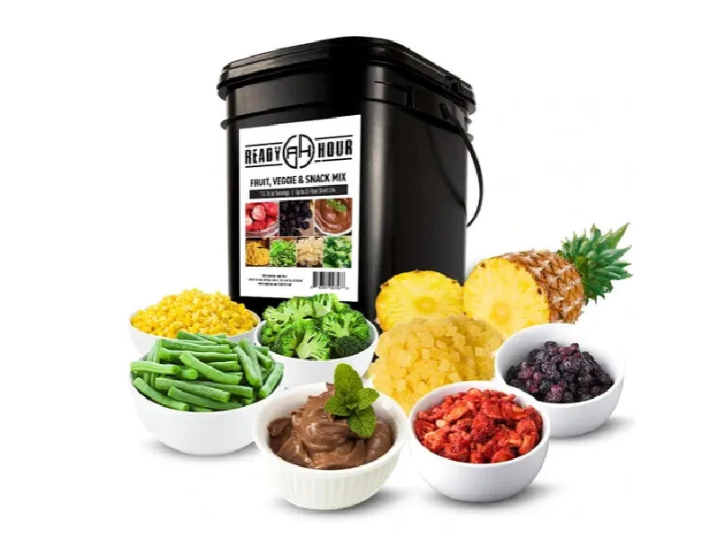 116 Servings of Freeze Dried Fruits and Veggies from Ready Hour (Gluten Free, 25-Year Shelf Life