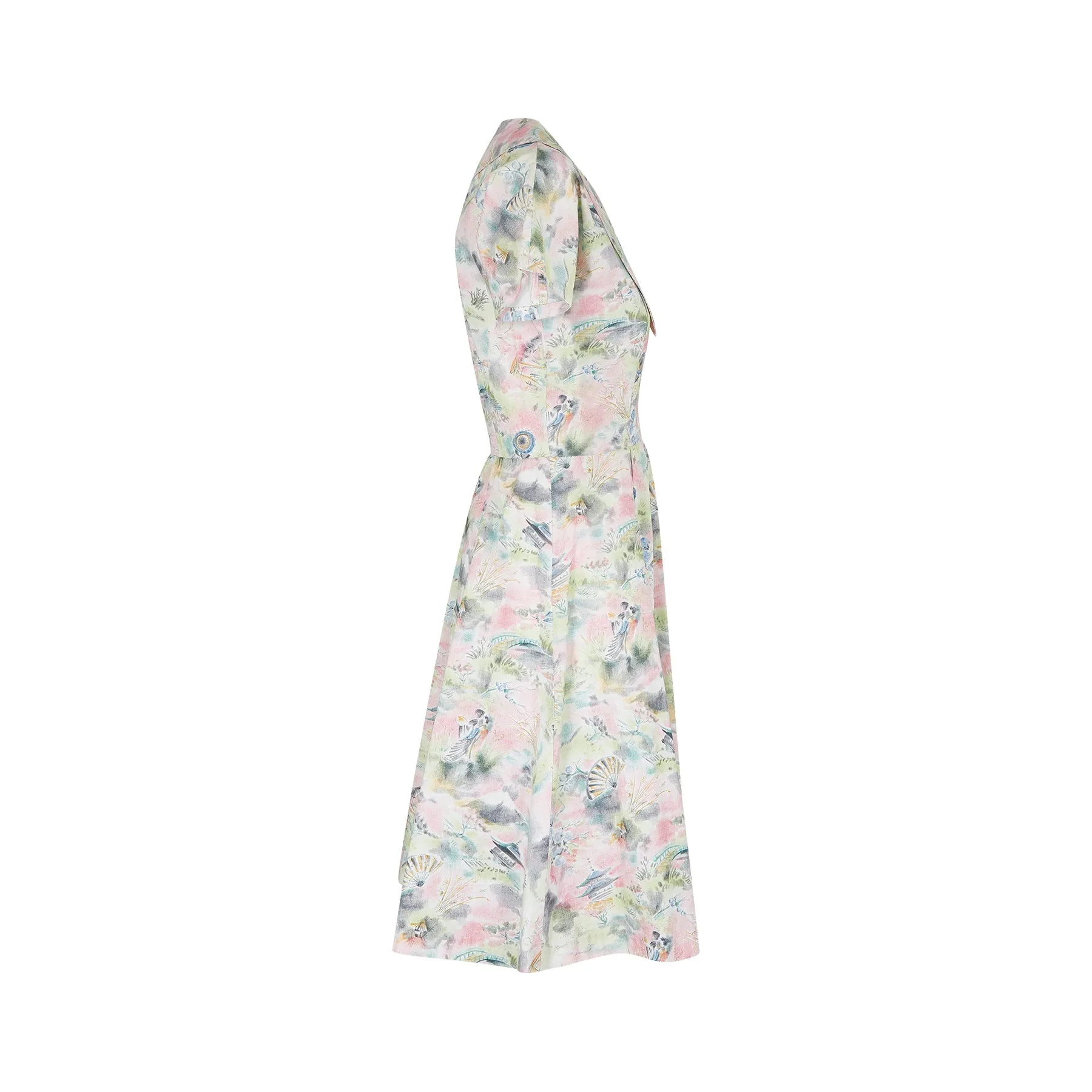 1950s Japanese Novelty Print Design Dress