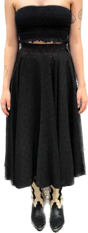 1950s Matty Sue Black on Red Swing Skirt         W27
