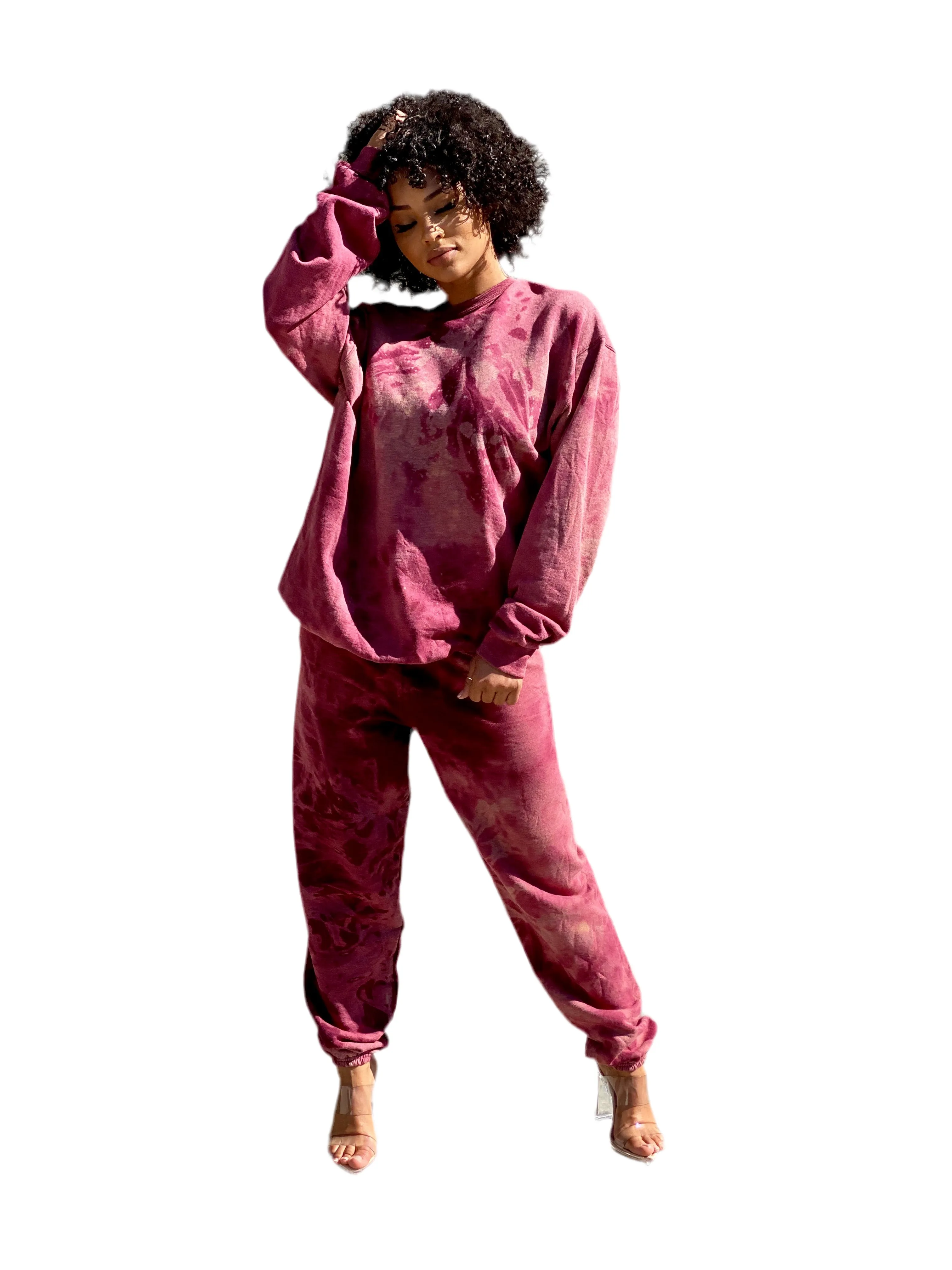 8586: UNISEX MAROON TIE DYE SWEATSHIRT