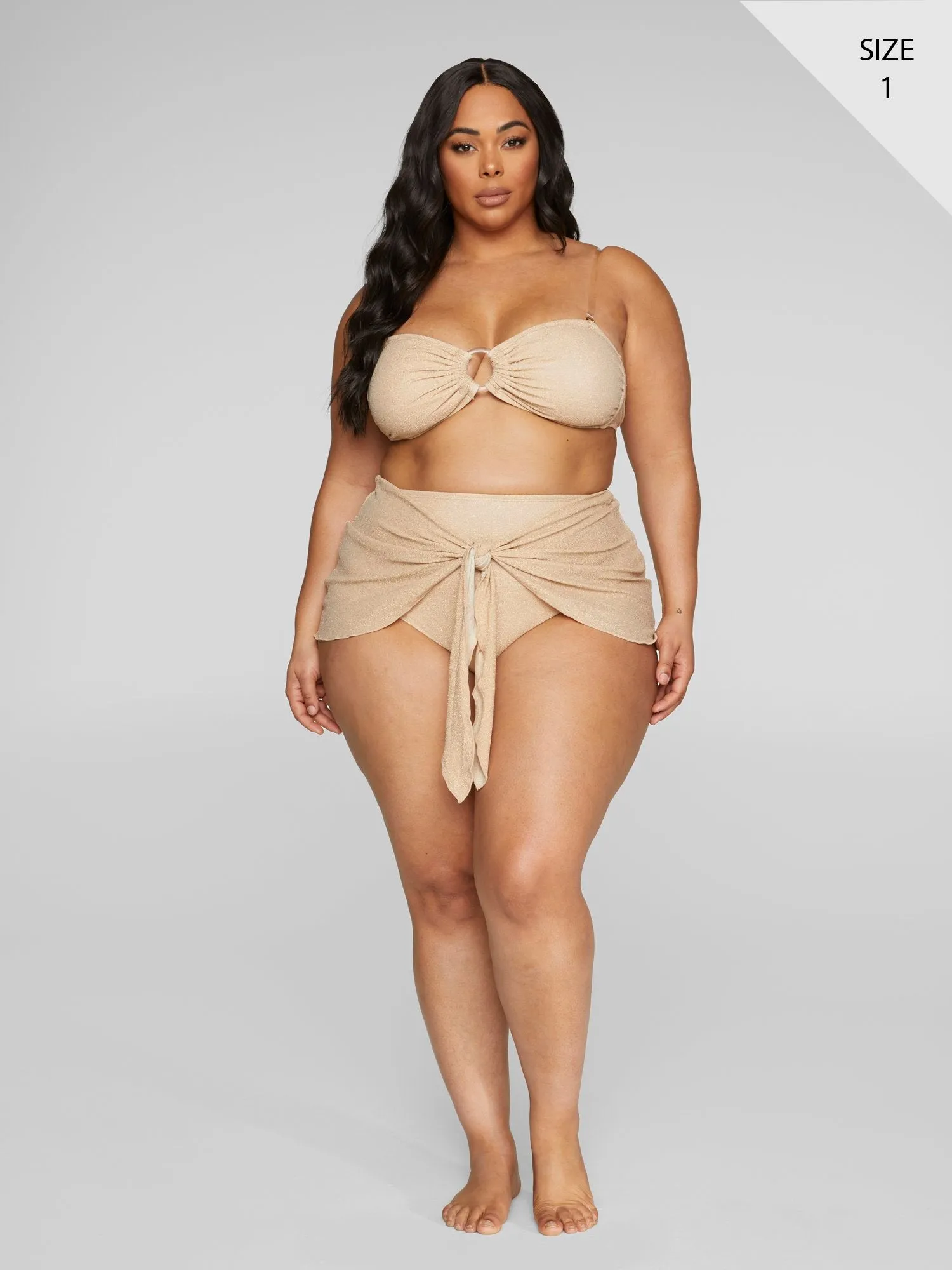 Akira Shimmer Tie Front Bikini Bottom