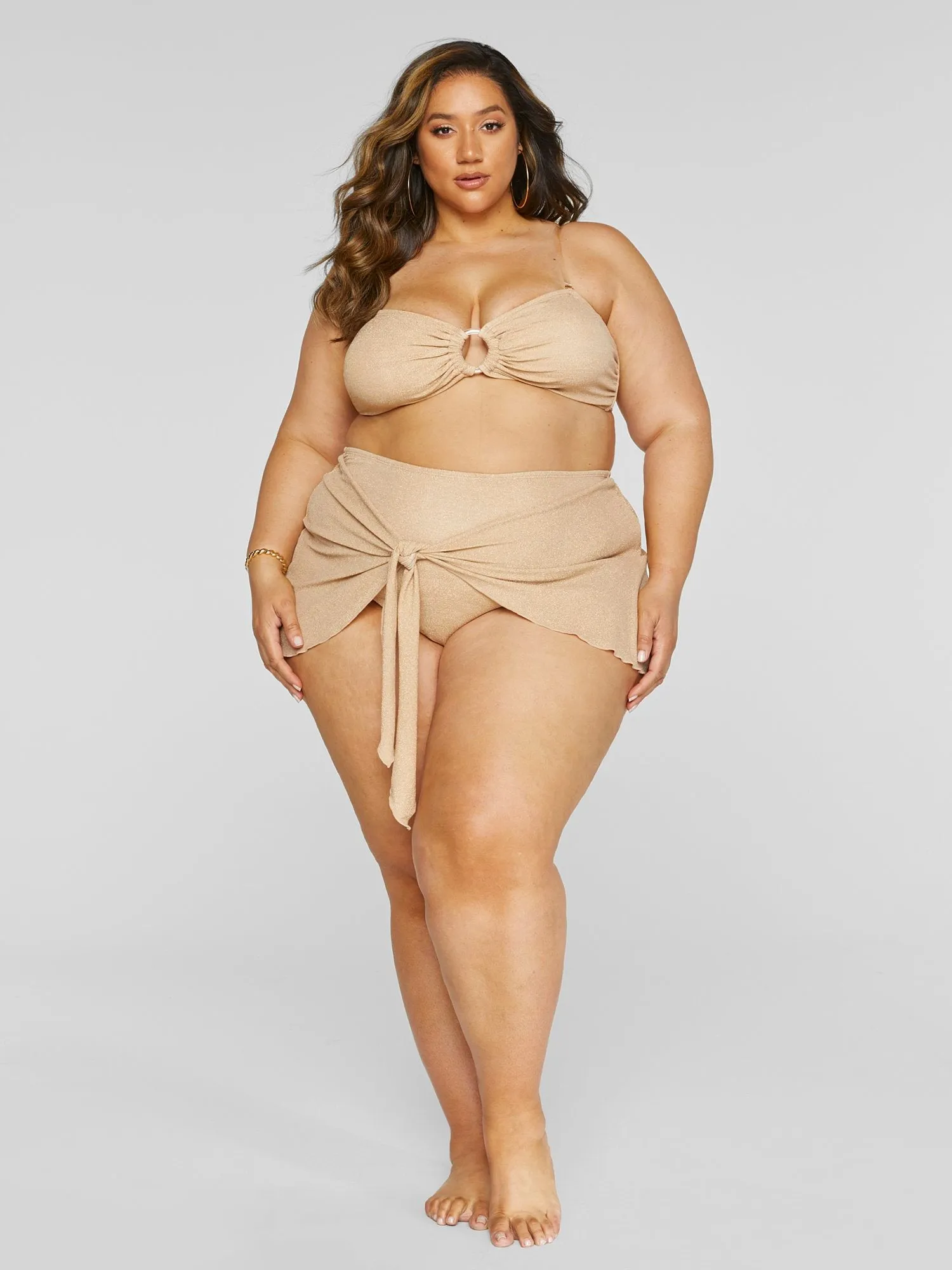 Akira Shimmer Tie Front Bikini Bottom