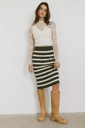 Alani Striped Skirt in Green
