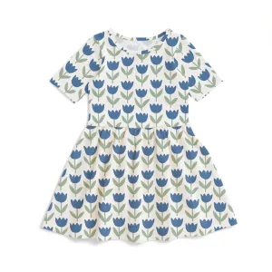 Alberta Dress - Tulips Blue