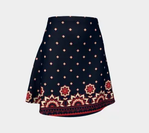 Arabesque Print Flare Skirt