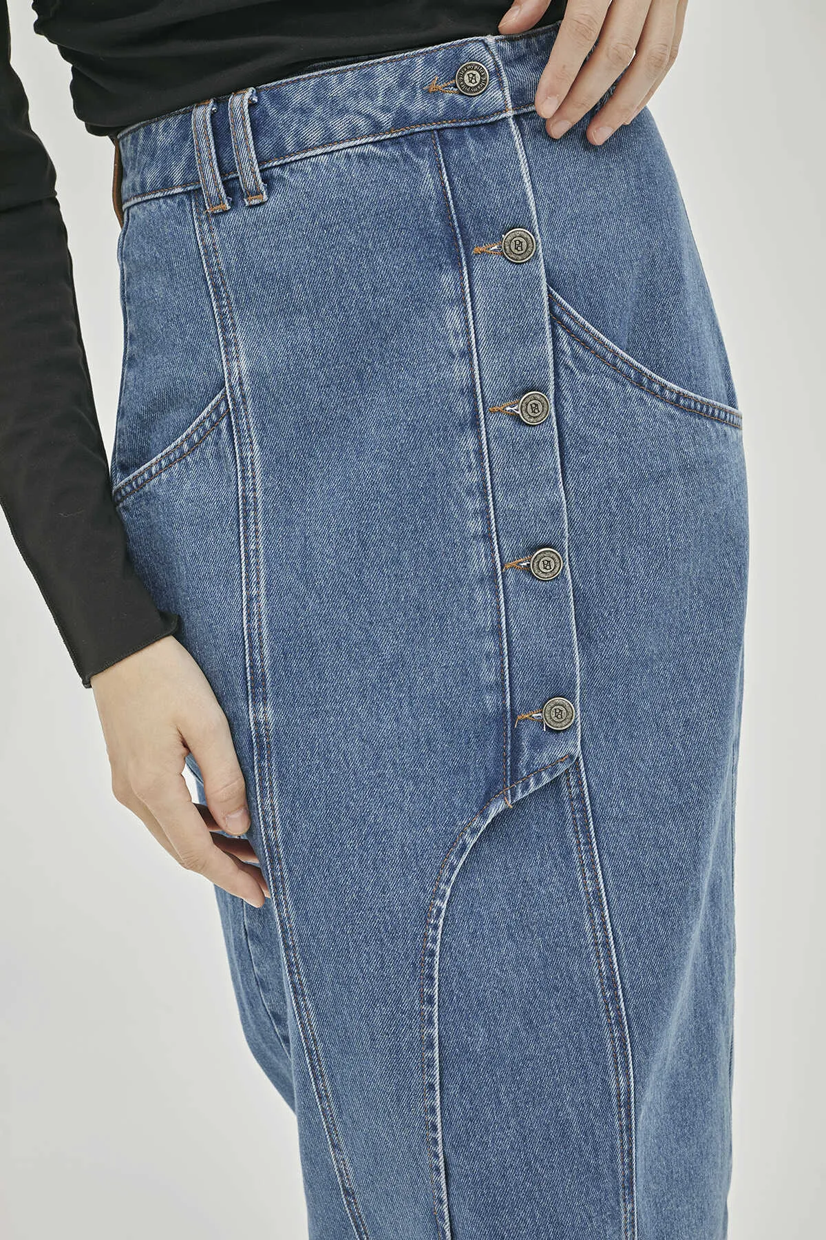 Asymmetric Blue Denim Skirt