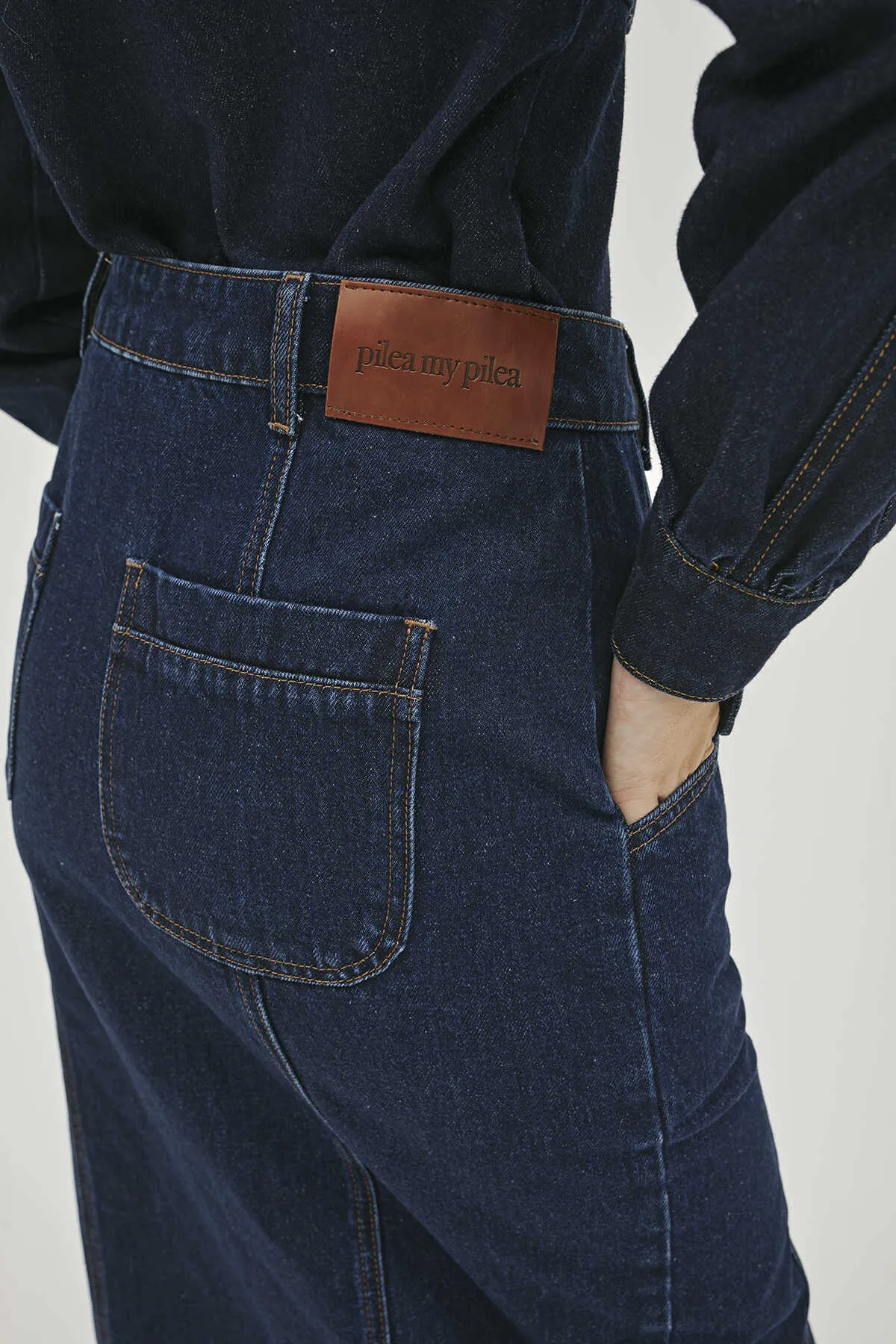 Asymmetric Navy Denim Skirt