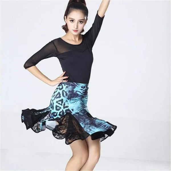 Asymmetric Short Latin Skirt with Lace