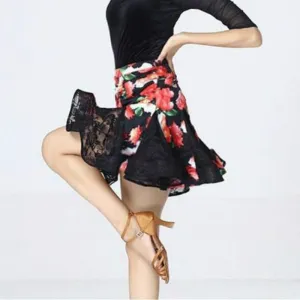 Asymmetric Short Latin Skirt with Lace