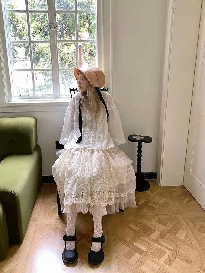 [August Unicorn] Wedding Lace Cake  Skirt