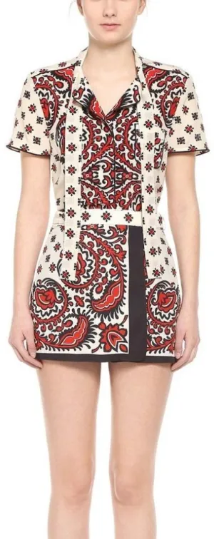 Bandana Print Short Sleeve Shirt and Mini Skirt Set