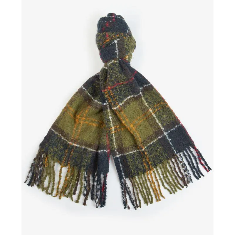 Barbour Saltburn Ladies Beanie & Tartan Scarf Set - Classic