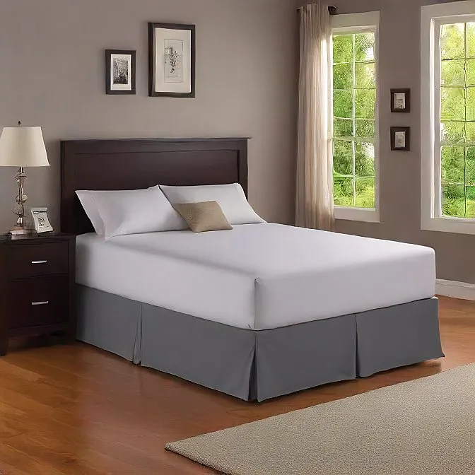 Bed Skirt 17 Inches Drop Dark Grey Egyptian Cotton 1000TC