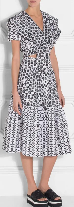 Black & White Print Ruffle Top & Skirt Set