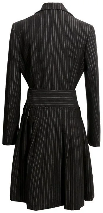 Black Pinstripe Jacket & Skirt Set