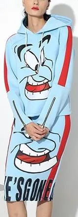 Blue Genie Printed Hooded Sweater & Skirt Set *Low Stock*