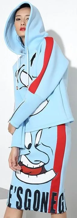 Blue Genie Printed Hooded Sweater & Skirt Set *Low Stock*