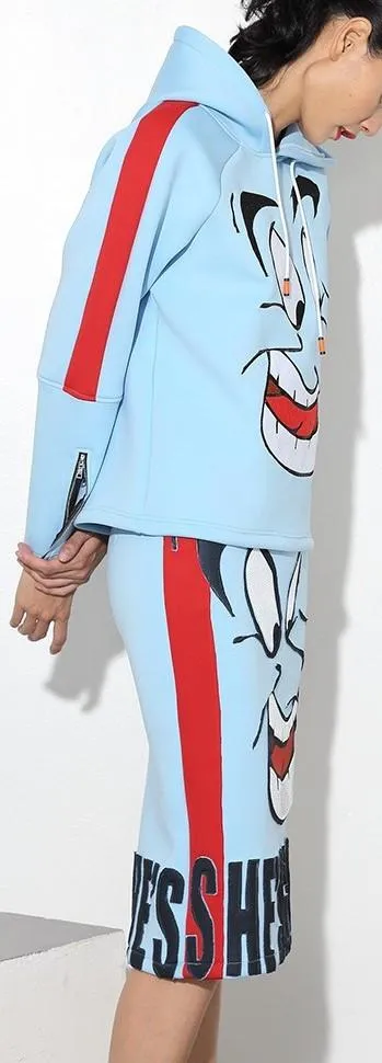 Blue Genie Printed Hooded Sweater & Skirt Set *Low Stock*