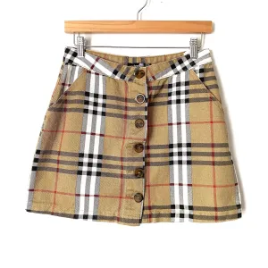 Boohoo Blue Petite Oversized Denim Button Up Check Mini Skirt NWT- size 6