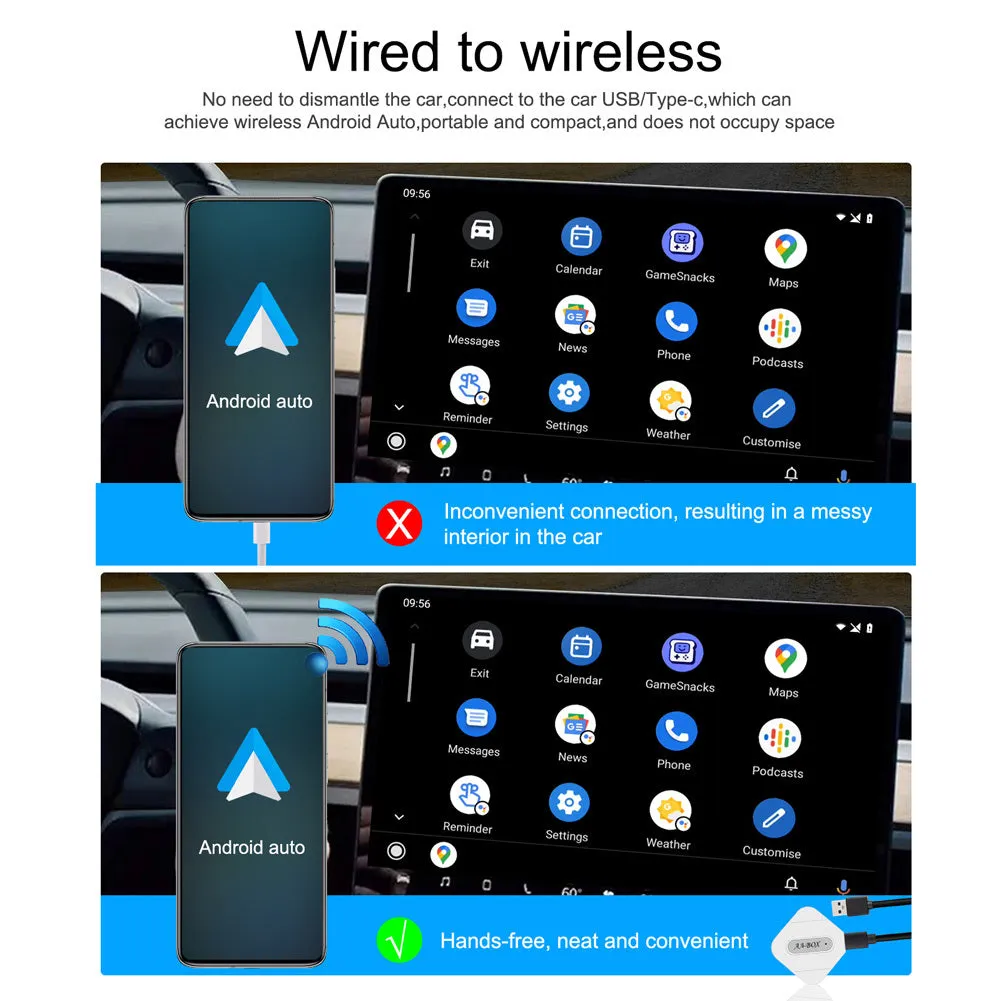 Car Wireless Adapter Compatible for Android Wire-Controlled to
