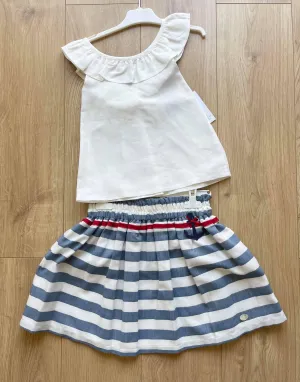 CLEARANCE DEAL - Basmarti Summer - Girls Stripe Skirt with Matching Blouse Set