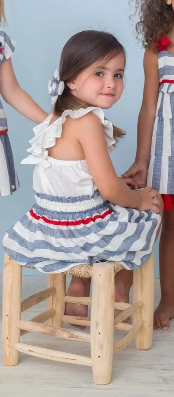 CLEARANCE DEAL - Basmarti Summer - Girls Stripe Skirt with Matching Blouse Set