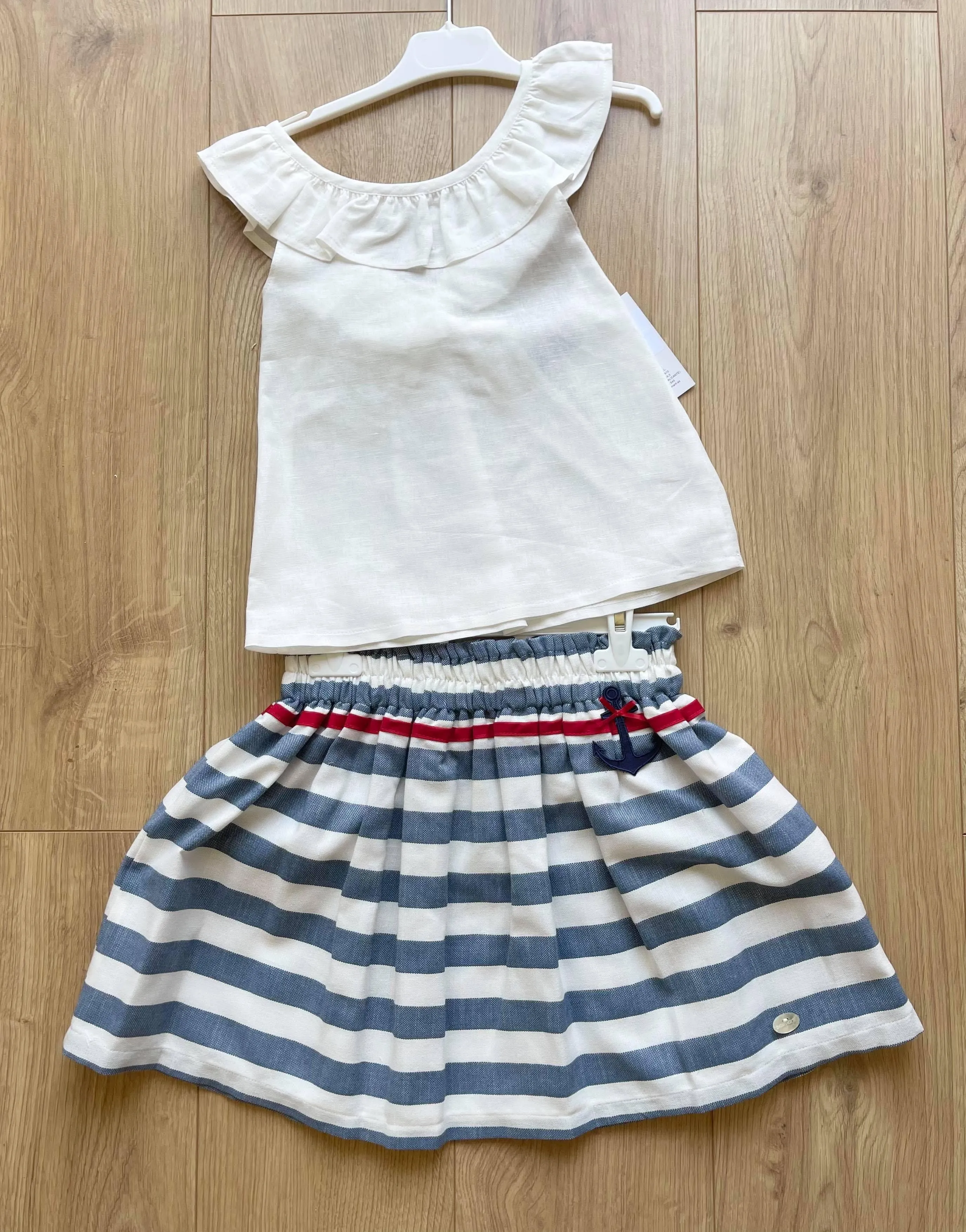 CLEARANCE DEAL - Basmarti Summer - Girls Stripe Skirt with Matching Blouse Set