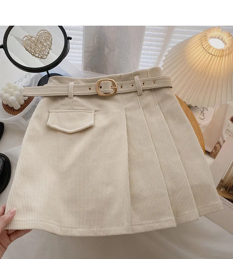 Corduroy Skirt is slim and fashionable pleated skirt  5492