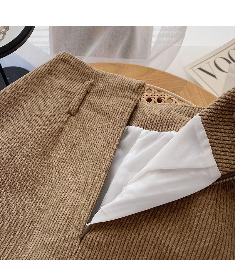 Corduroy Skirt is slim and fashionable pleated skirt  5492