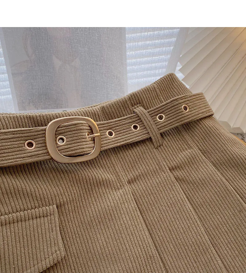 Corduroy Skirt is slim and fashionable pleated skirt  5492