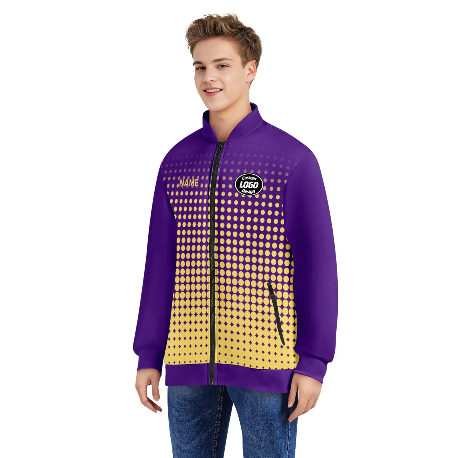 Custom Jacket Bomber Full-Snap Varsity Letterman Personalized Jacket PR092-D020346-14