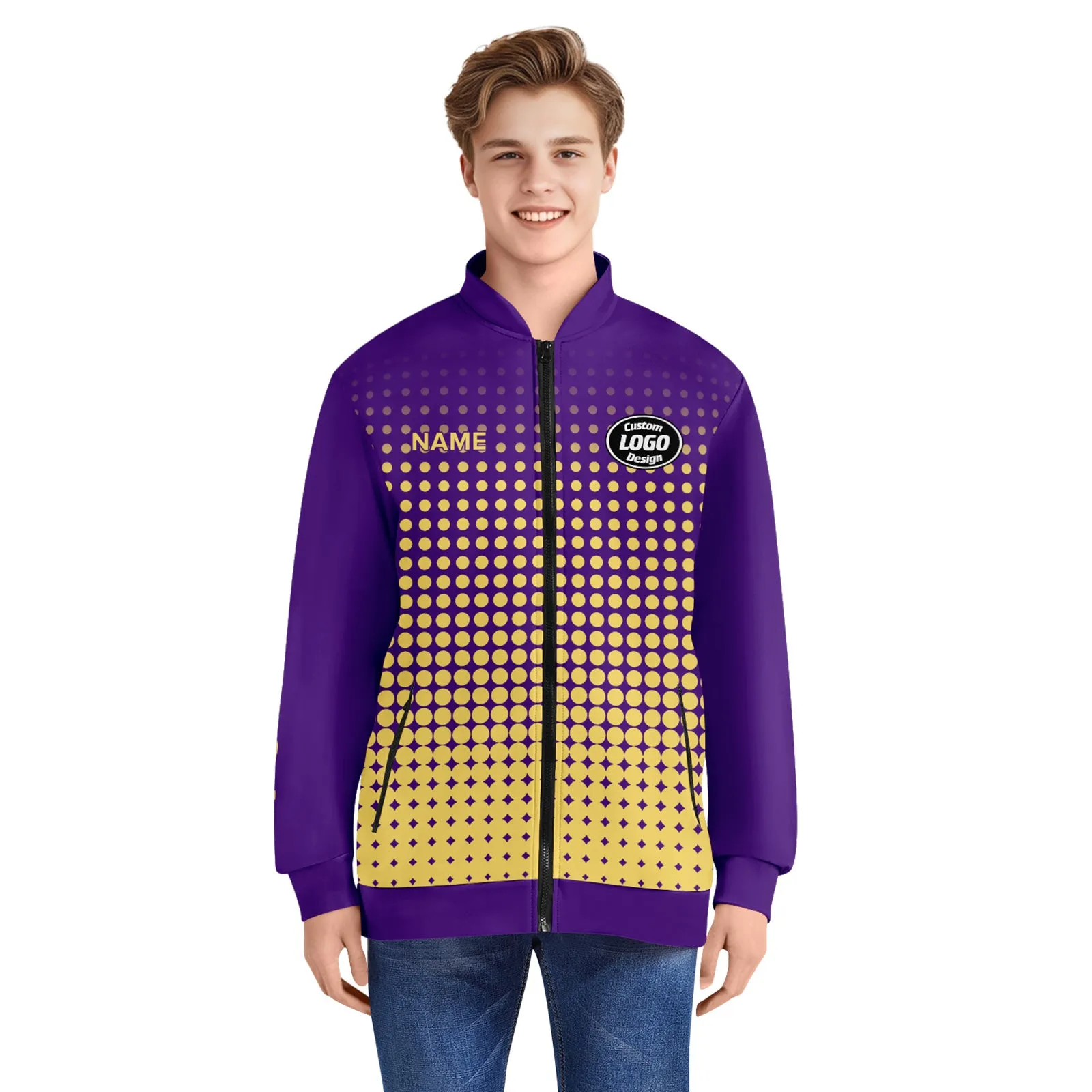 Custom Jacket Bomber Full-Snap Varsity Letterman Personalized Jacket PR092-D020346-14