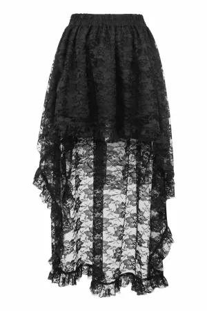 Daisy Corsets Black Lace Hi Low Skirt