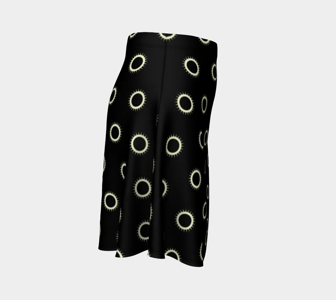Disc Pattern Flare Skirt