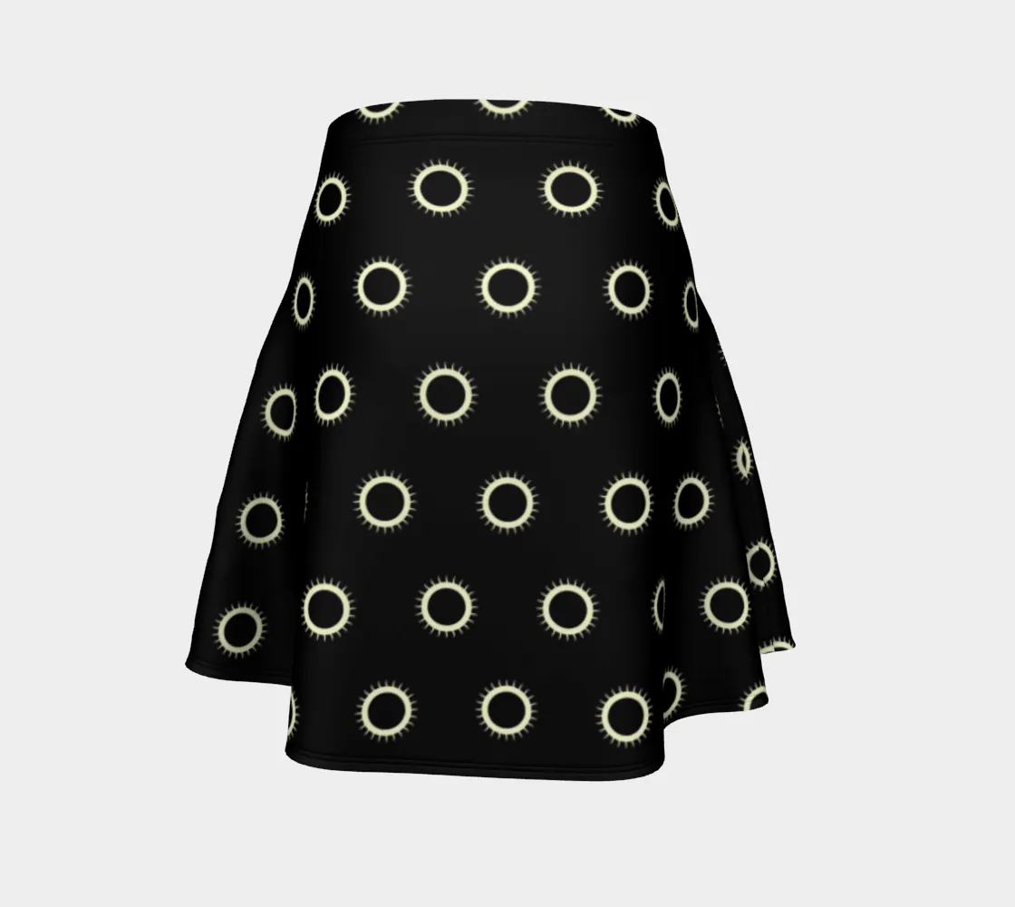 Disc Pattern Flare Skirt