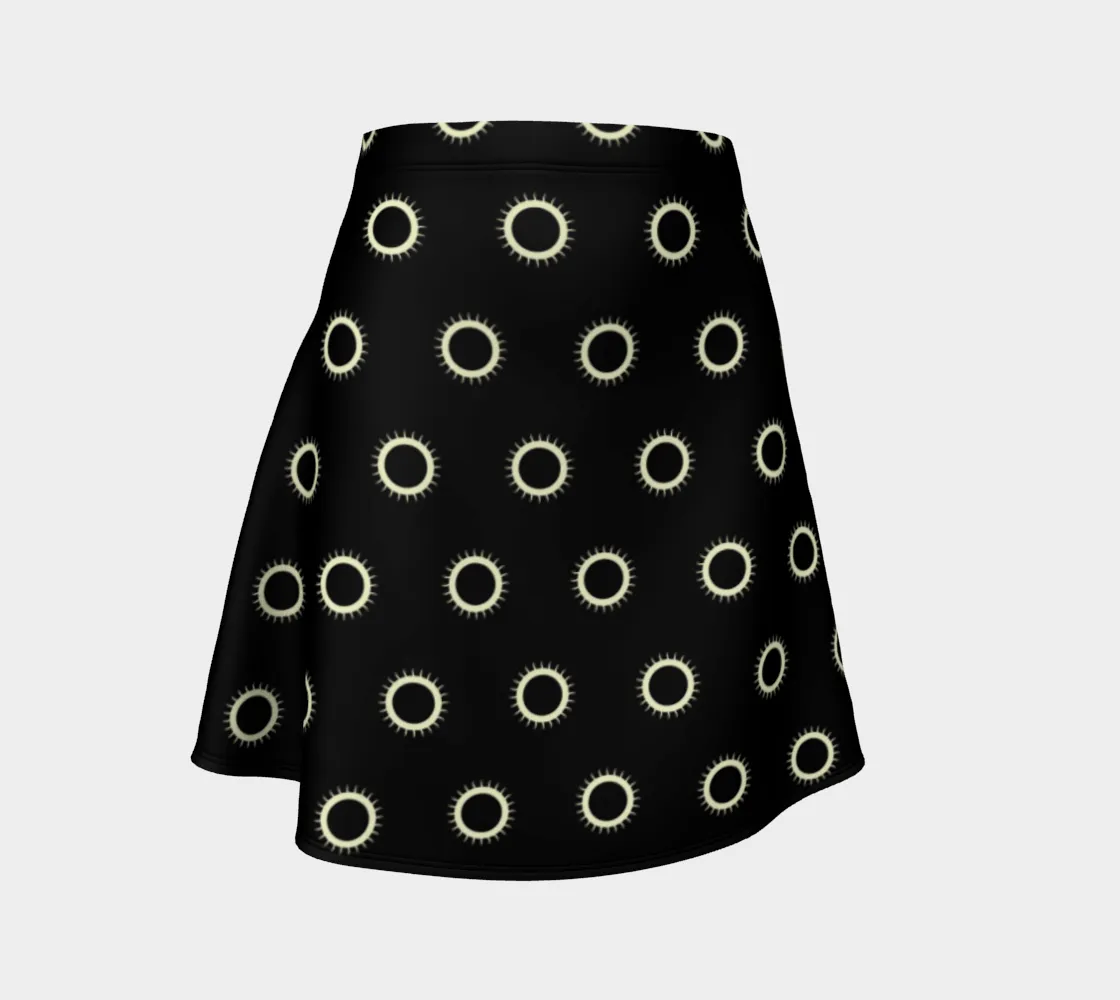 Disc Pattern Flare Skirt