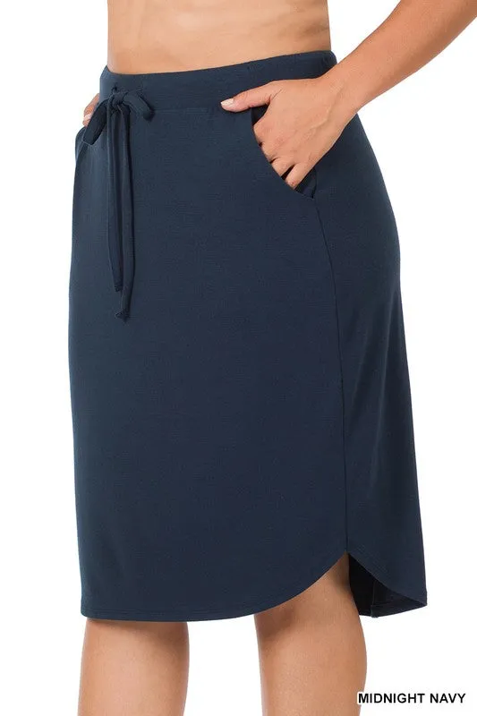 DS IO PLUS SELF TIE TULIP HEM SKIRT WITH SIDE POCKETS