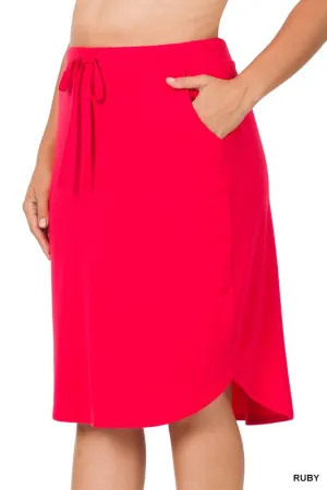DS IO PLUS SELF TIE TULIP HEM SKIRT WITH SIDE POCKETS