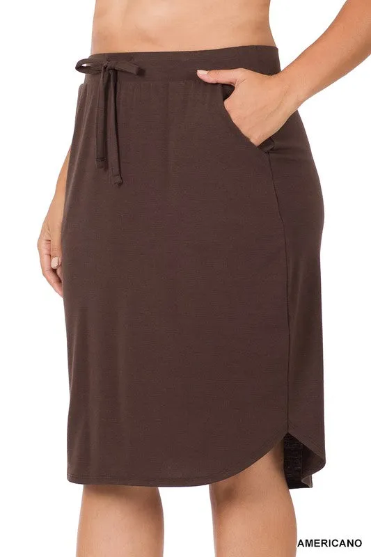 DS IO PLUS SELF TIE TULIP HEM SKIRT WITH SIDE POCKETS