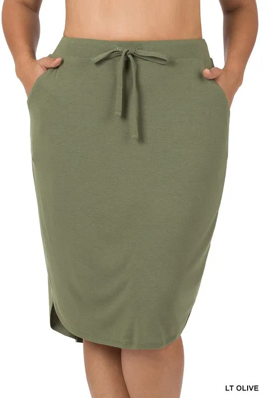 DS IO PLUS SELF TIE TULIP HEM SKIRT WITH SIDE POCKETS