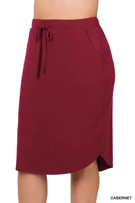 DS IO PLUS SELF TIE TULIP HEM SKIRT WITH SIDE POCKETS
