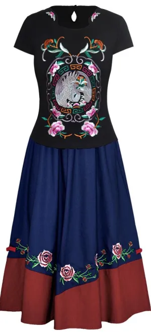 Embroidered Top and Skirt Set