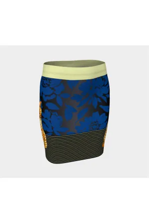 Feline in the Flowers Fitted Skirt