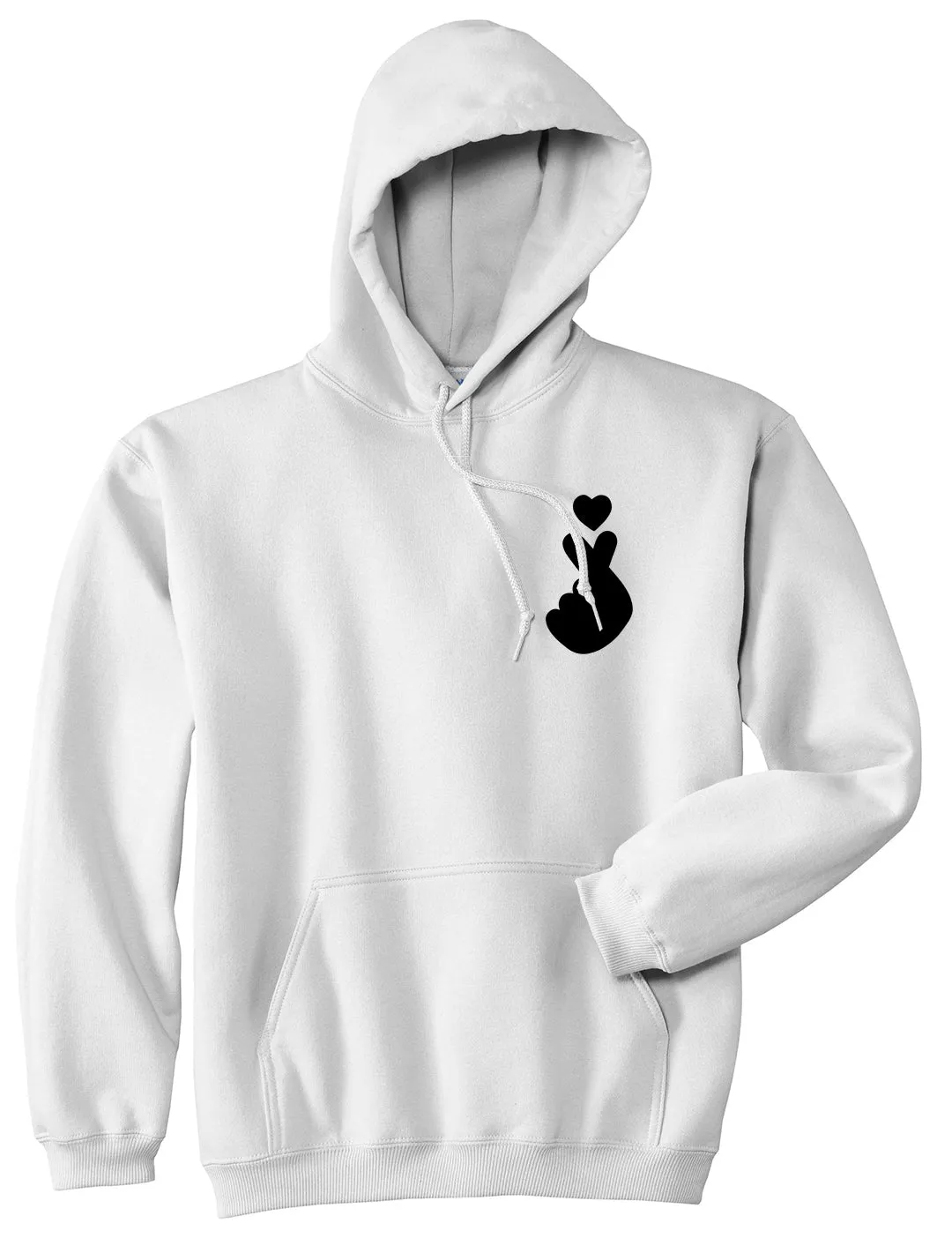 Finger Heart Chest Mens Pullover Hoodie
