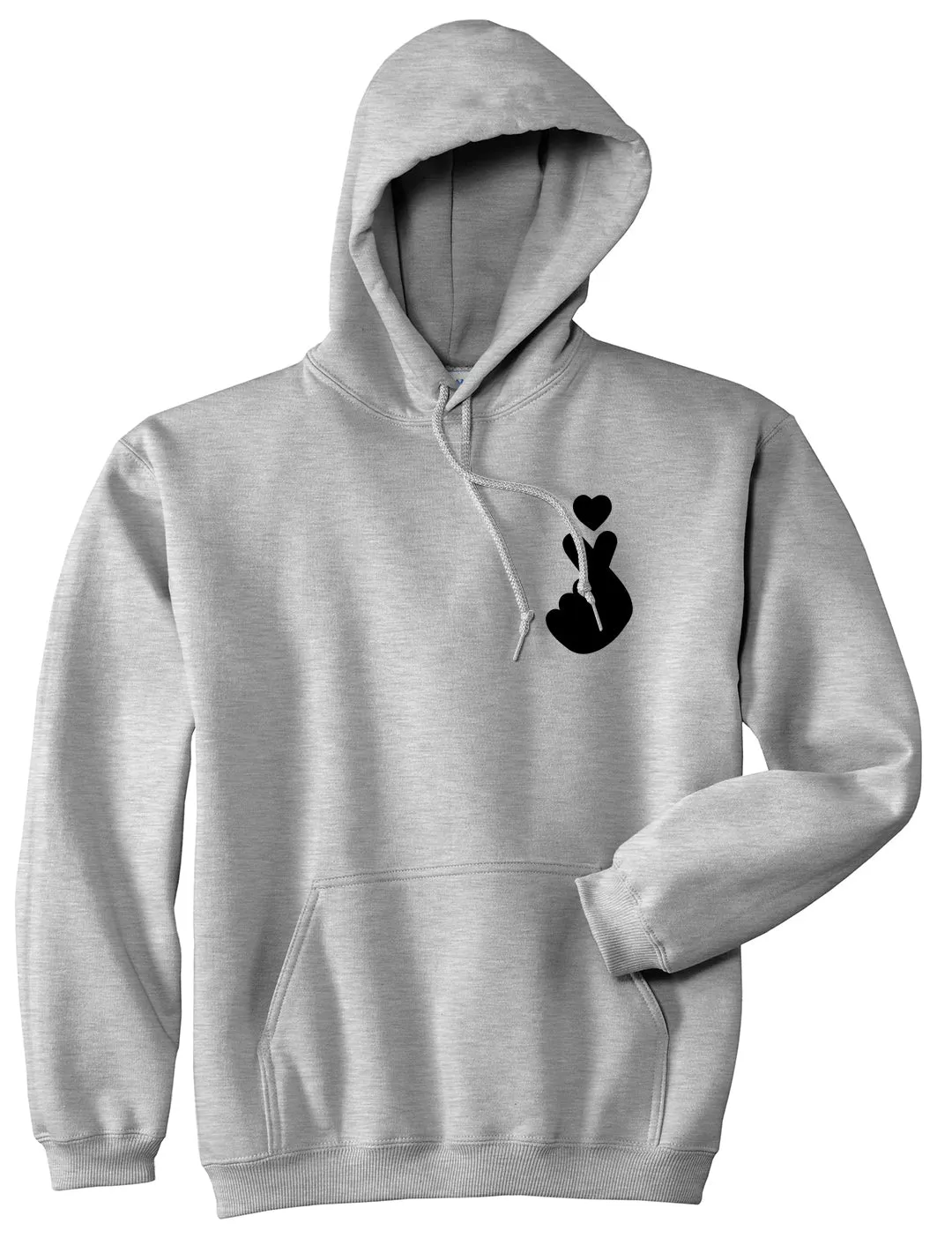 Finger Heart Chest Mens Pullover Hoodie