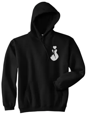 Finger Heart Chest Mens Pullover Hoodie