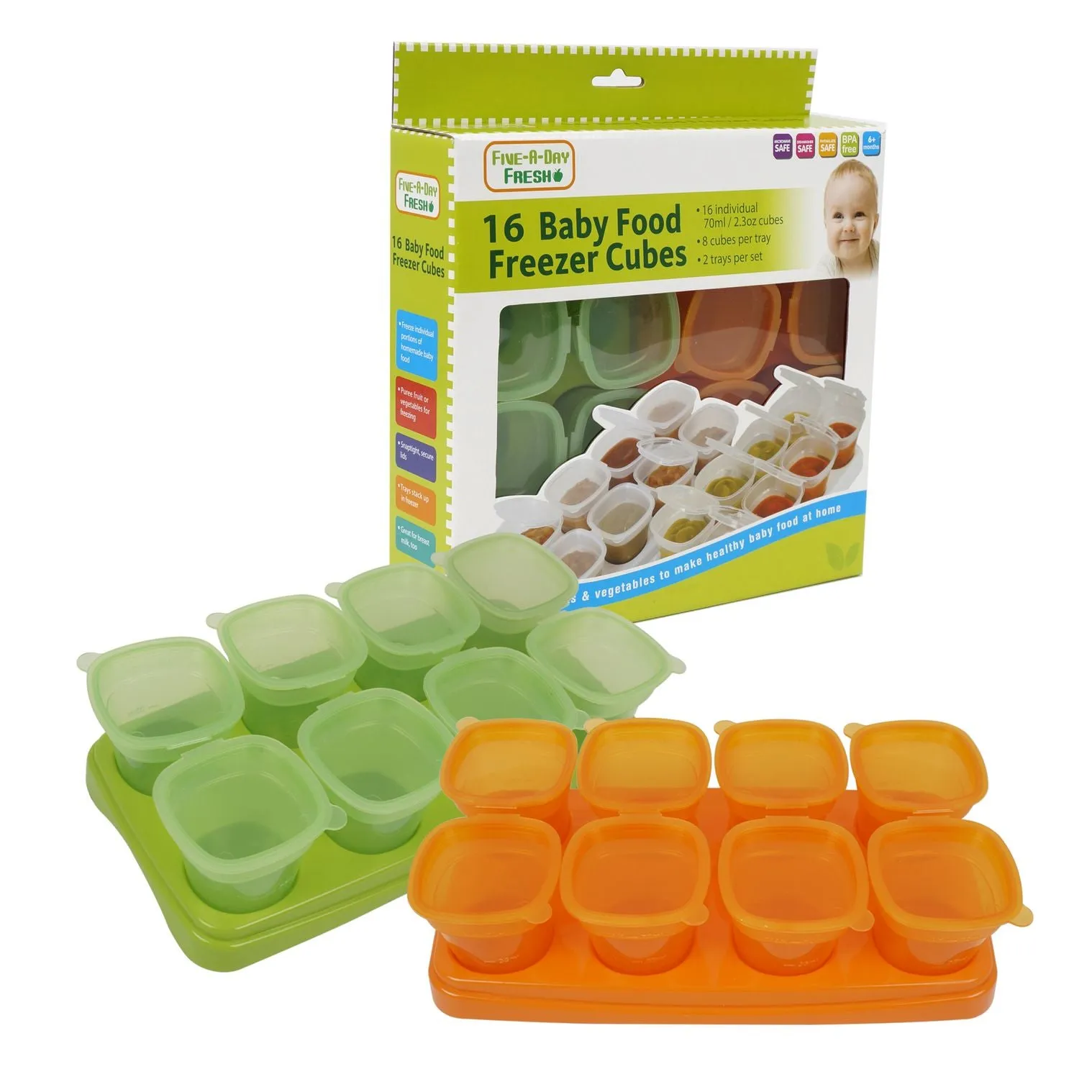 Five-a-Day Fresh 16pc Baby Food Freezer Cubes-Asst