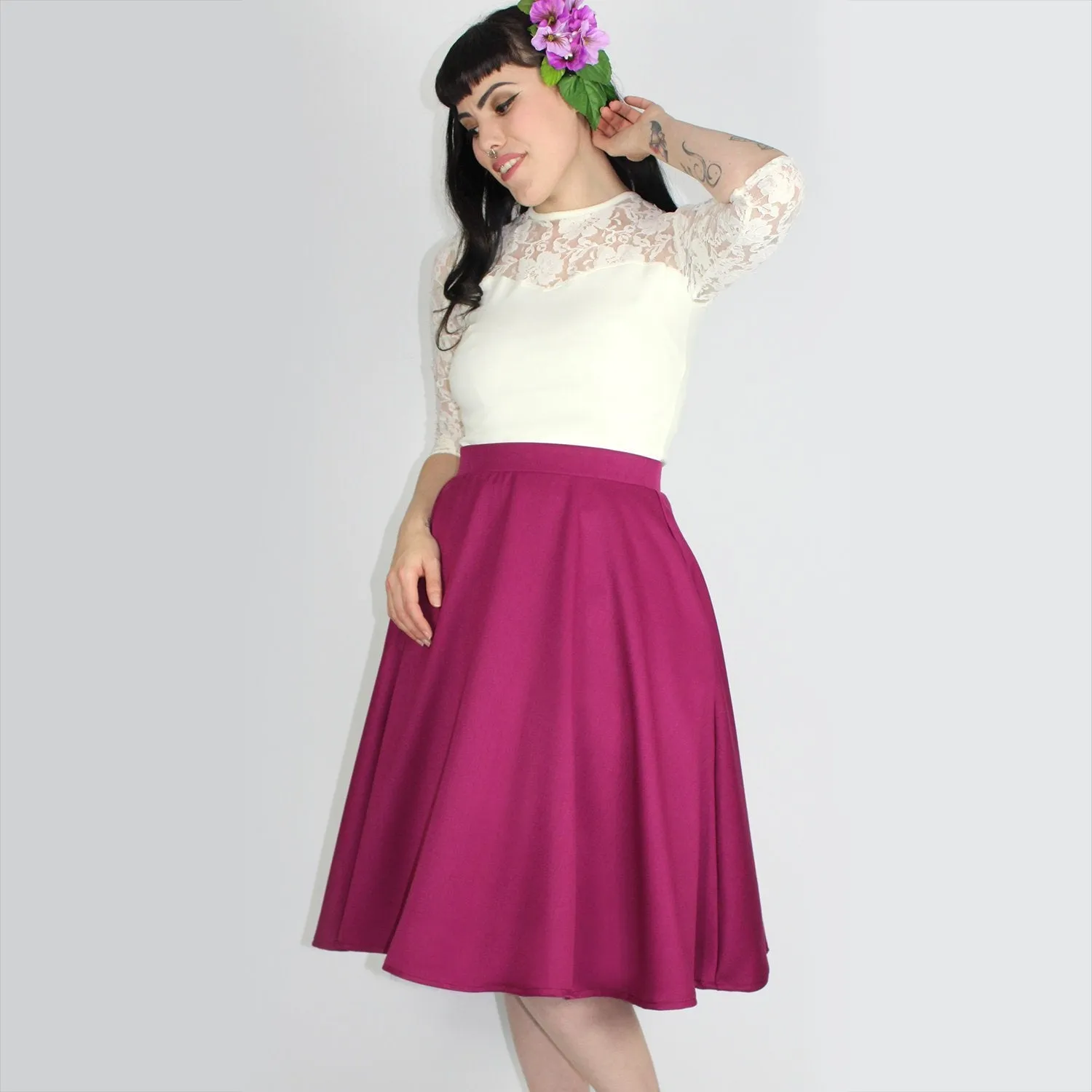 Flowy Fuchsia Circle Skirt With Pockets #FCS