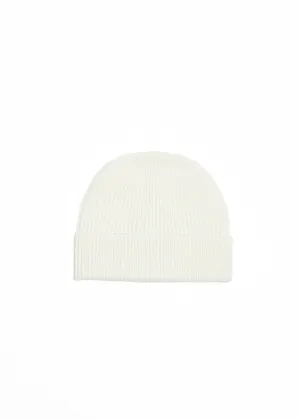 Foxford White Ribbed Cashmere Beanie